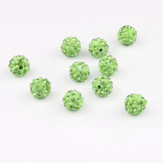 Shamballa kralen - 6 mm - Licht groen met Light Olivine 13