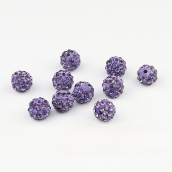 Shamballa kralen - 6 mm - Paars met Tanzanite 16