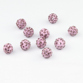 Shamballa kralen - 10 mm - Licht paars met Light Amethyst SHA10018