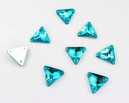 Naaistenen Triangle Aquamarine (12mm) per 8 stuks