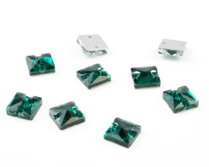 Naaistenen Square Blue Zircon (10mm) per 9 stuks