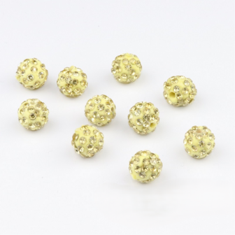 Shamballa kralen - 6 mm - Licht geel met Jonquil 24