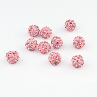 Shamballa kralen - 6 mm - Licht roze met Light Rose 27
