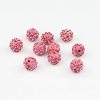Shamballa kralen - 6 mm - Roze met Rose  28