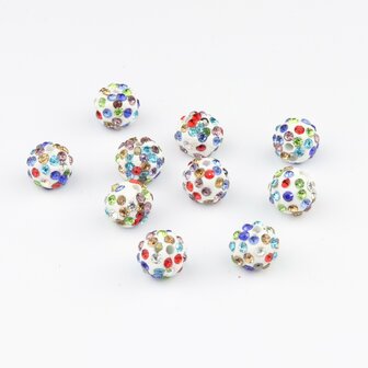 Shamballa kralen - 8 mm - Wit met mixed colors SHA8029
