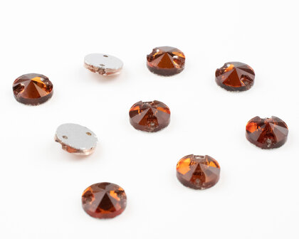 Naaistenen Rivoli Amber (10mm) per 9 stuks