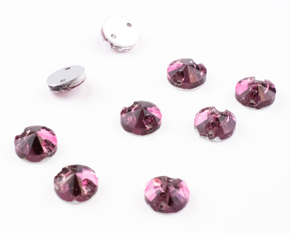 Naaistenen Rivoli Amethyst (10mm) per 9 stuks