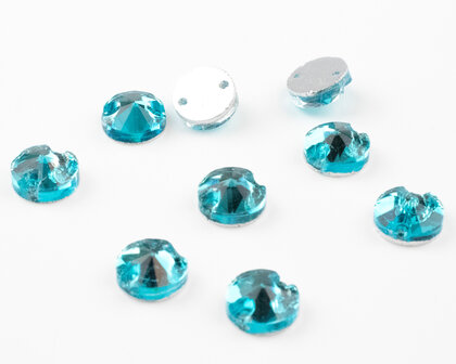 Naaistenen Rivoli Aquamarine (10mm) per 9 stuks