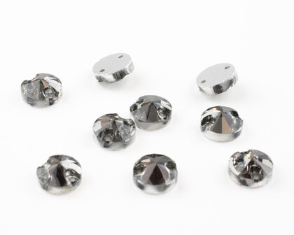 Naaistenen Rivoli Black Diamond (10mm) per 9 stuks