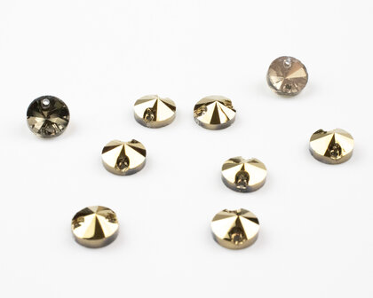 Naaistenen Rivoli Gold (10mm) per 9 stuks