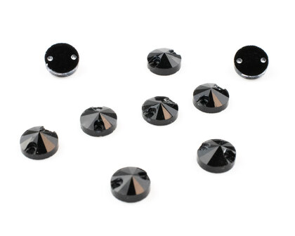 Naaistenen Rivoli Jet (10mm) per 9 stuks