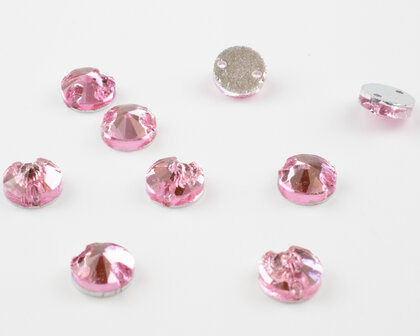 Naaistenen Rivoli Light Rose (10mm) per 9 stuks