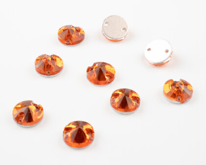 Naaistenen Rivoli Orange (10mm) per 9 stuks
