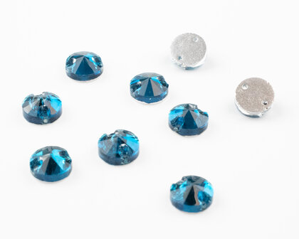Naaistenen Rivoli Peacock Blue (10mm) per 9 stuks