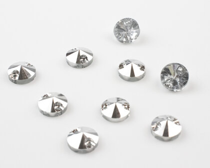 Naaistenen Rivoli Silver (10mm) per 9 stuks