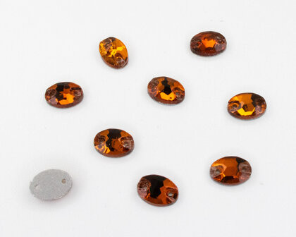 Naaistenen Oval Amber (7x10mm) per 9 stuks