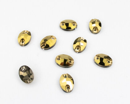 Naaistenen Oval Gold (7x10mm) per 9 stuks