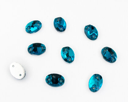 Naaistenen Oval Peacock Blue (7x10mm) per 9 stuks