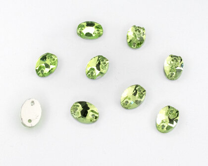 Naaistenen Oval Peridot (7x10mm) per 9 stuks