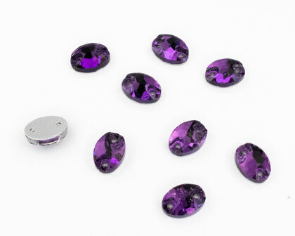 Naaistenen Oval Purple Velvet (7x10mm) per 9 stuks