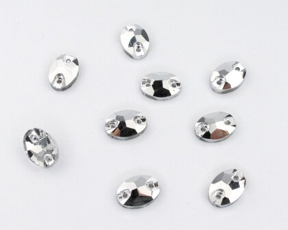 Naaistenen Oval Silver (7x10mm) per 9 stuks