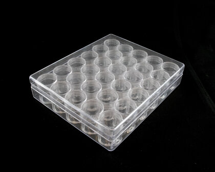 Opbergdoosje / sorteerbakje met 30 potjes hoog gesloten deksel