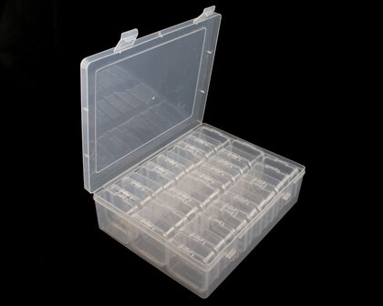 Opbergdoosje met 30 aparte bakjes 17x22.5x6 cm open deksel