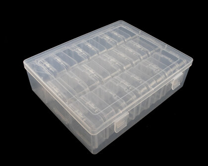 Opbergdoosje met 30 aparte bakjes 17x22.5x6 cm gesloten deksel