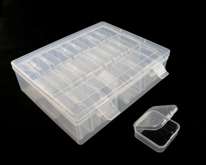 Opbergdoosje met 30 aparte bakjes 17x22.5x6 cm 1 bakje ernaast
