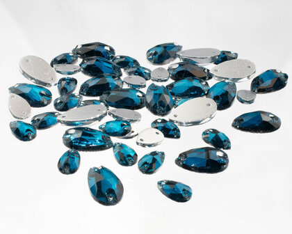 Naaistenen Pear Peacock Blue (7x12mm) per 9 stuks