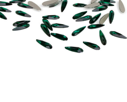 Druppel smal 10 mm Emerald Non hotfix Rhinestones figuren Superior Glamour (5007)EM