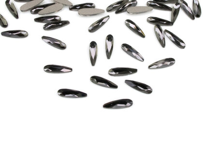 Druppel smal 10 mm Black Diamond Non hotfix Rhinestones figuren Superior Glamour (5007)Bl.D