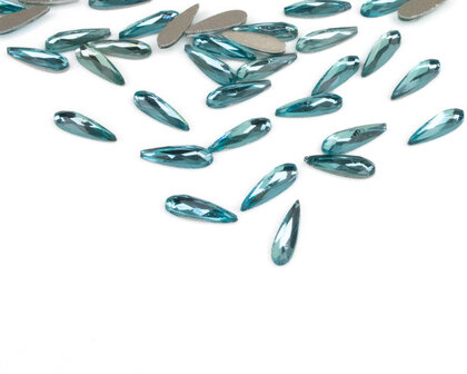 Druppel smal 10 mm Aquamarine Non hotfix Rhinestones figuren Superior Glamour (5007)AQUA