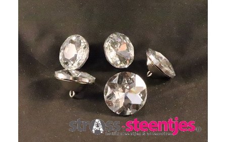 Strass knopen 25 mm crystal