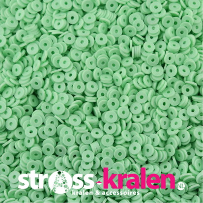 Katsuki polymeer disc kralen (6 mm) Pale Green ca. 1000 stuks