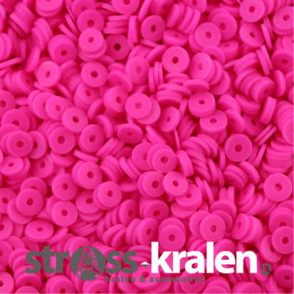 Katsuki polymeer disc kralen (6 mm) Neon Pink