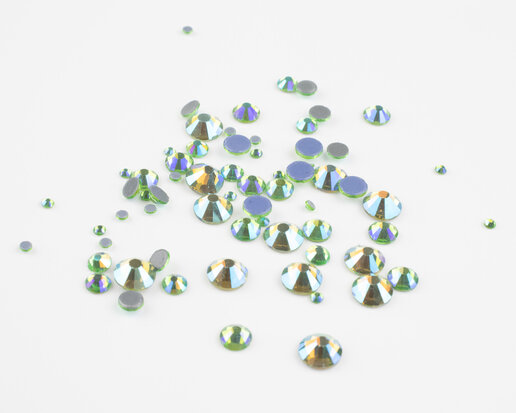 Peridot AB (Light) SS12 Superior Glamour kwaliteit Hotfix steentjes zonder logo