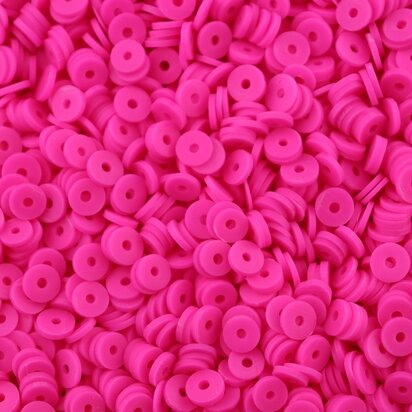 Katsuki polymeer disc kralen (6 mm) Neon Pink ca. 1000 stuks