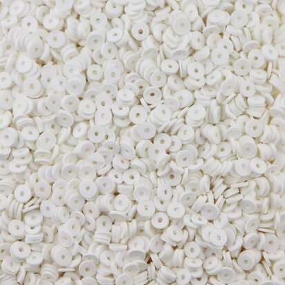 Katsuki polymeer disc kralen (6 mm) White