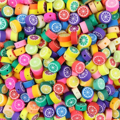Polymeer kralen Citrus Multi Color10x10x4,5mm multi color (50 stuks) PMF004