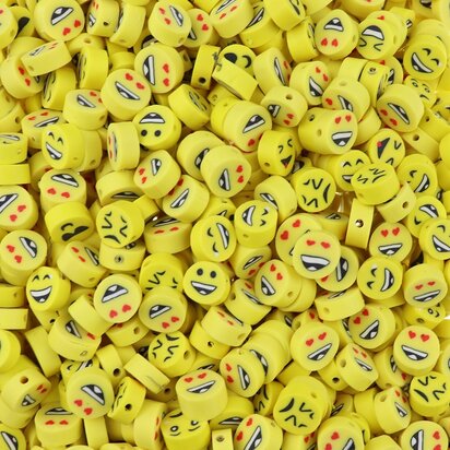 Polymeer kralen Smiley Emoji 9x9x4,5mm geel (50 stuks) PMF025