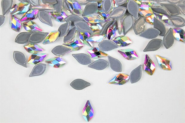 Bolle Druppel met Punt 9 mm Crystal AB Hotfix Rhinestones Superior kwaliteit 