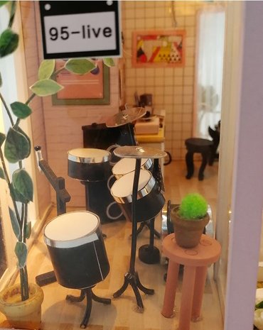 Mini Dollhouse - Muziekstudio - Houguang Studio drumstel