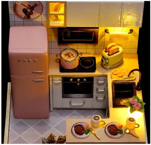 Mini Dollhouse - Roombox - Taste of Life keuken by Night