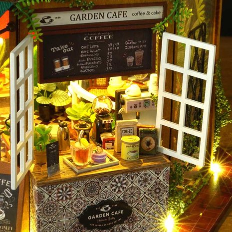 Mini Dollhouse - Shop - Garden Café vensterbank met dienblad