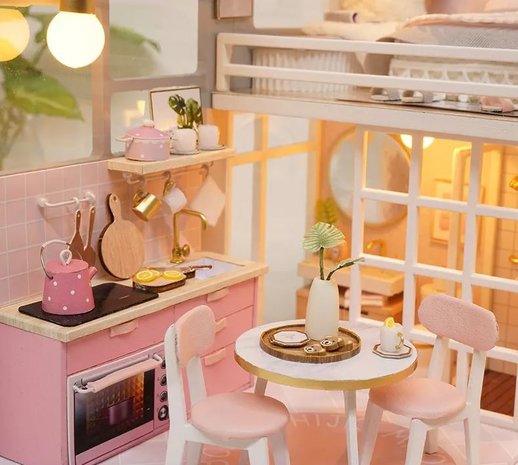 Mini Dollhouse - Appartement - Girlish Dream keuken met eethoek