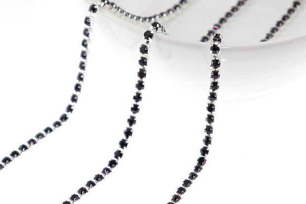Strassketting 2.8 mm (SS10) Amethyst - Silver Cup 