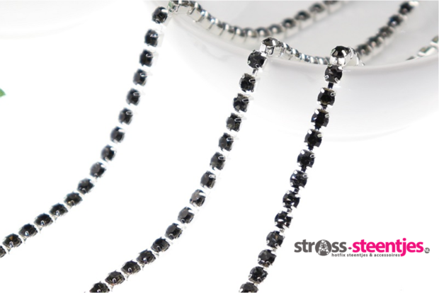 Strassketting 2.8 mm Black Diamond Silver Cup 