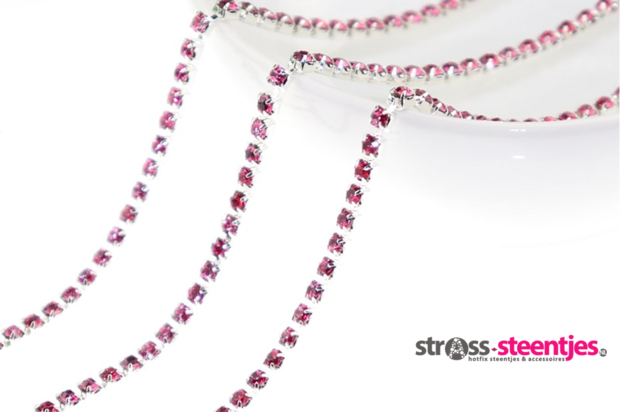 Strassketting 2.8 mm Rose Silver Cup 