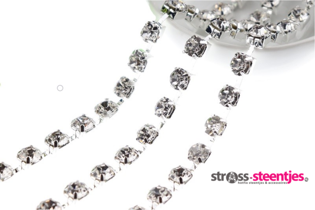 Strassketting 8 mm Crystal Silver Cup 
